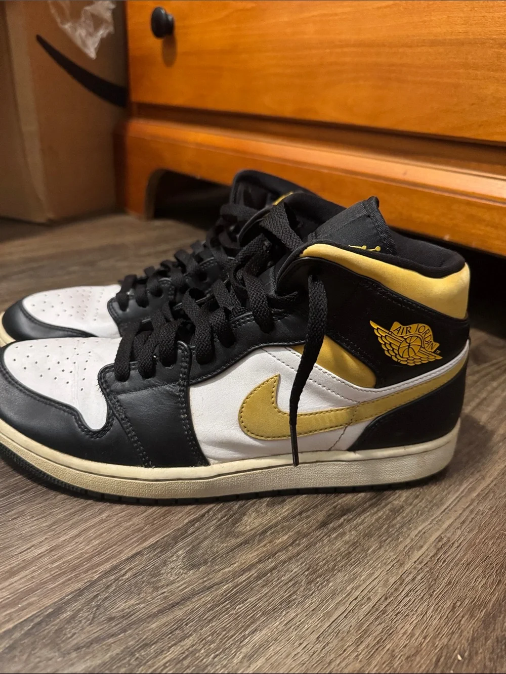 Jordan Black, White & Yellow High-Top Sneakers